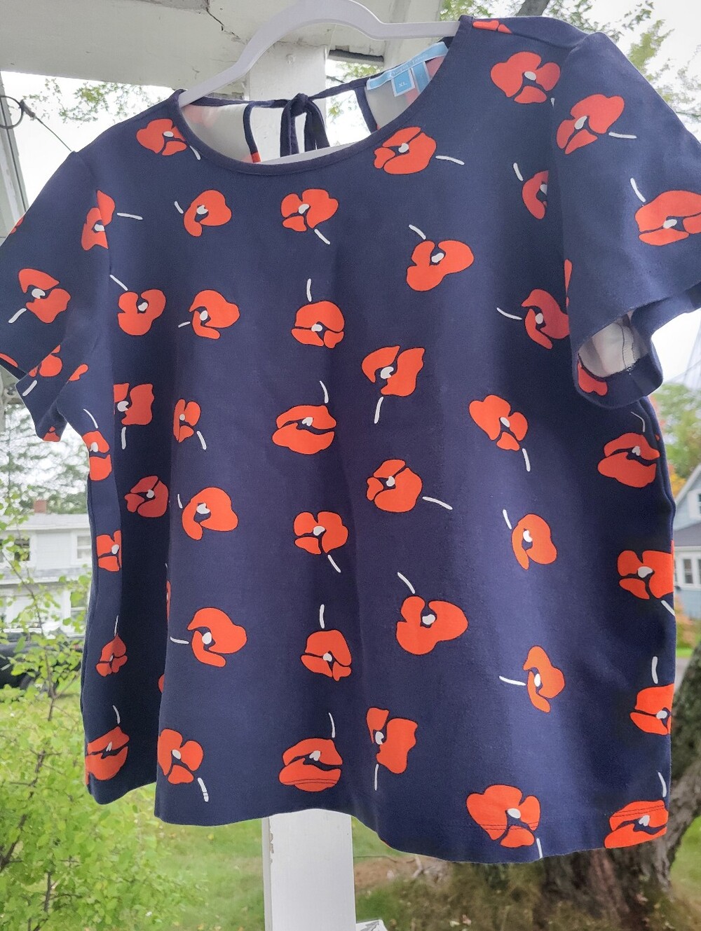 DRAPER JAMES, Poppy Top, Size-XL, Color- Blue And Red